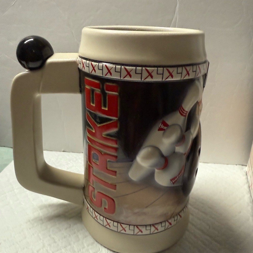 Bowling Themed Ceramic Mug with Black Handle